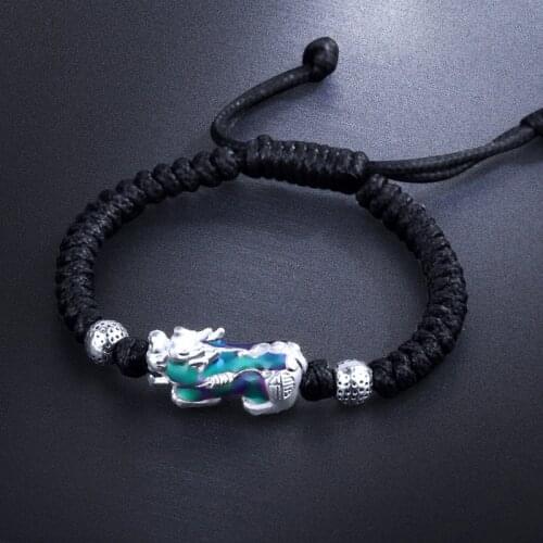 Fashion Bracelet Copper Plating Silver Color The PIXIU Animal Red Rope Hand Woven Rope Han Edition Personality Bracelet