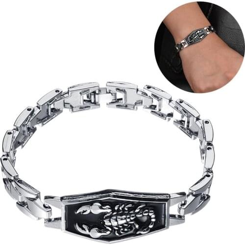 Men Scorpion Carved Charm Chain Bracelet Bangle Motorcycle Wristband Jewelry Fashion Bracelets For Woman Scorpion Carved Charm G