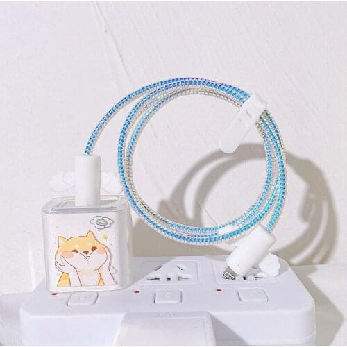 Cable Protectors Set For iPhone 12 Fast Charging Plug Protector 18W/20 W USB Data Cable Line Protection Sprial Cable Protective