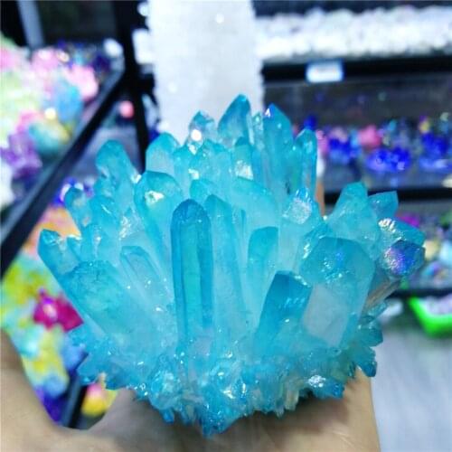 Natural Quartz Crystal Cluster rock stones and crystals mineral reiki Healing Electroplating Aura Crystal Specimen Home decor