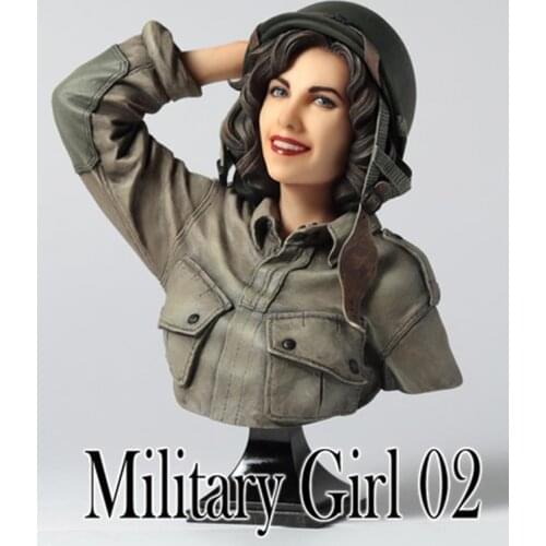 New Unassembled 1/10 95mm Military Girl bust soldier Resin Kit DIY Toys Unpainted resin model