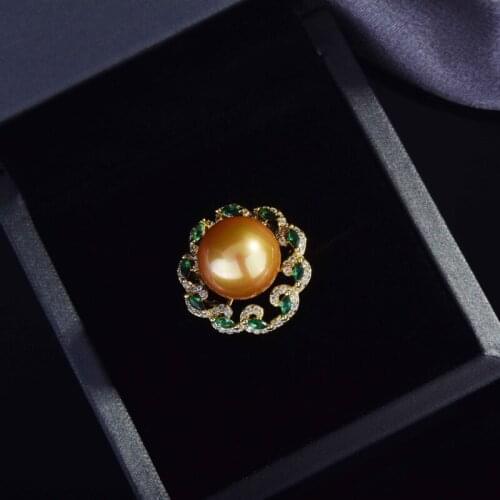 New Luxury Pearl Ring Europe America Vintage Jewelry Round Adjustable Size Gold Rings For Women Wedding Party Anniversary Gift