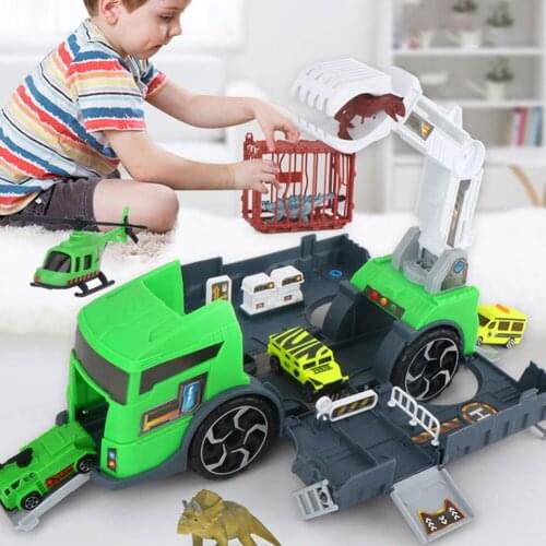 Portable DIY Dinosaur Container Truck Children Portable Interactive Dinosaur Model Storage Box Present for Boys Gift