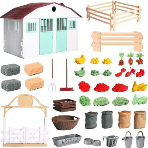 Realistic Lifelike Farm and House Building Model Animal Figures Playset Home Decor Collections Gift