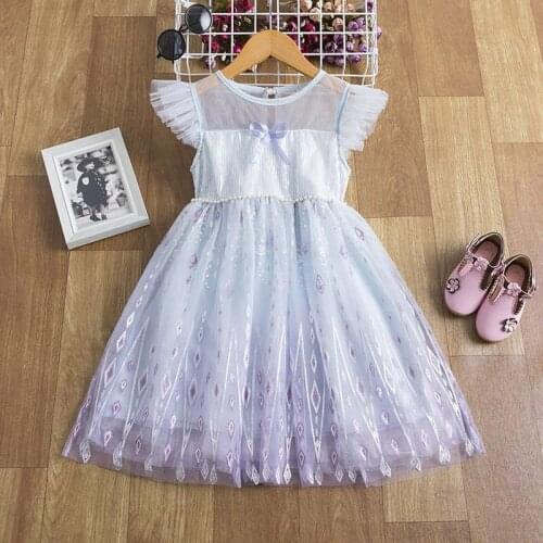 Snow 2 Pink Blue Girls Dress Halloween Costume Child Cosplay Baby Birthday Gowns Infant Chrismas Carnival Dress