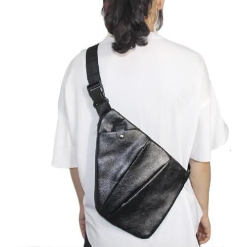 Tactical Concealed Storage Bag Leather Right Hand Shoulder Bag Multifunctional Anti-theft Chest Bag Bussiness Bag Black Brown