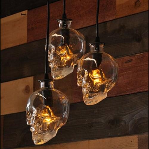 Vintage Skull head glass pendant light hanging pendant lamps for art decoration edison pendant lights wholesale