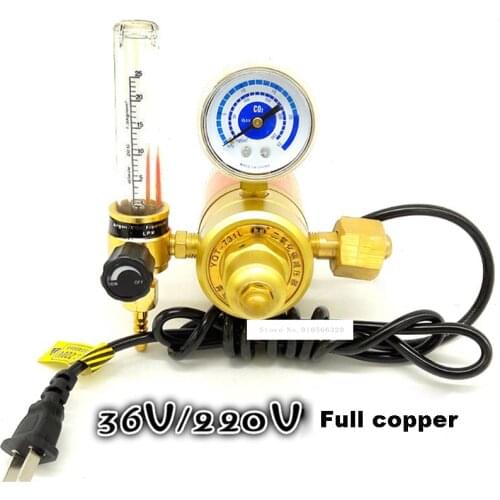 YQT-731L Carbon Dioxide Table Pressure Reducing Valve 36V / 220V Mixed Gas Pressure Reducer Electric Heating C02 Table 150W/75W