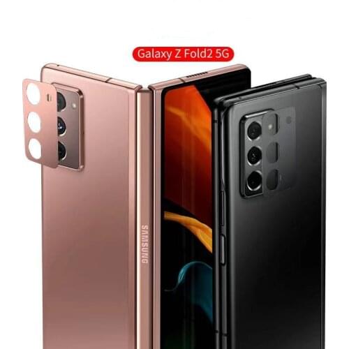 2pcs Camera Protector For Samsung Z Fold2 5G Tempered Glass Film Metal Rear Lens Protection Ring Case for Galaxy Z Fold2 5G
