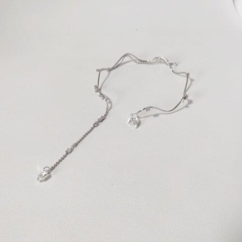 Necklace female clavicle chain tassel gem pendant tide brand wave design sense gemstone collar