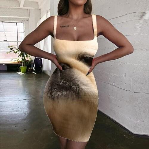 KYKU Animal Dress Women Christmas Halter Sleeveless Dog Sundress Lovely Ladies Dresses Womens Clothing Club New Beach