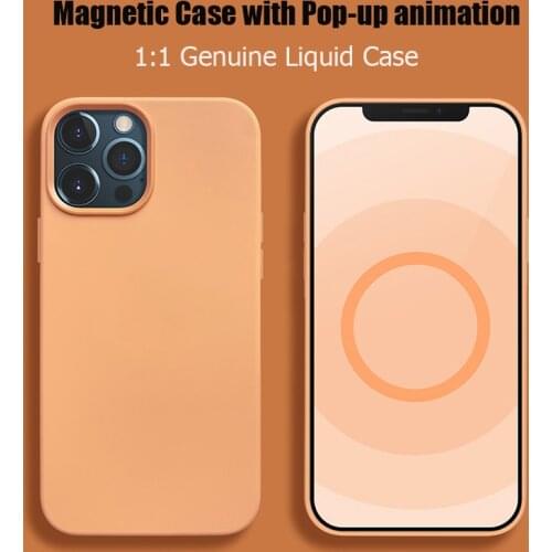 1:1 Genuine Liquid Case for iPhone 12 pro mini Wireless Charging Silicone Case for iPhone 12 Cover with Pop-up Animation