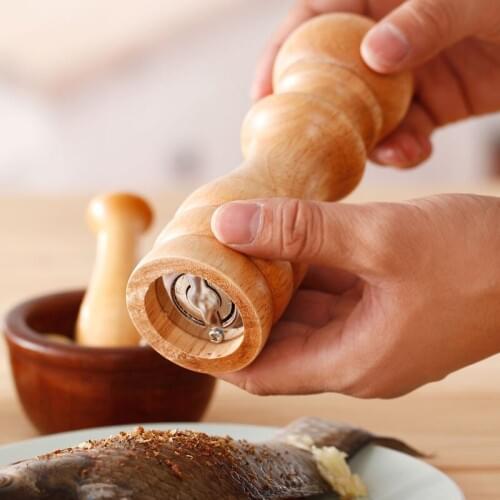 1PC Wooden Salt & Pepper Grinders Salt Pepper & Spice Grinders Mills Manual Pepper Mill 2 Sizes Creative Kitchen Tool OK 0276