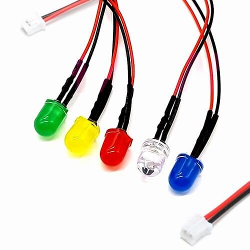 100Pcs 3V 5V 6V 9V 12V 24V 36V 48V 110V 220V Diffused 10mm LED With 20cm Wire And PH2.0 Plug, Orange, Pink, Purple