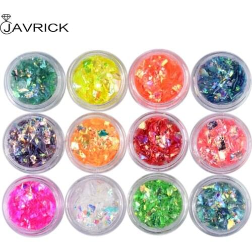 12 box/set Manicure Shell Cellophane Colorful Candy Aurora Papers Hard Epoxy Filling Nail Polish Adhesive Decorative Dotted