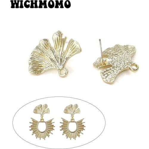 2021 New 17*22mm 6pcs High Quality Zinc Alloy Ginkgo Leaf Earring Base Connectors Linkers for DIY Earring Jewelry Accessories