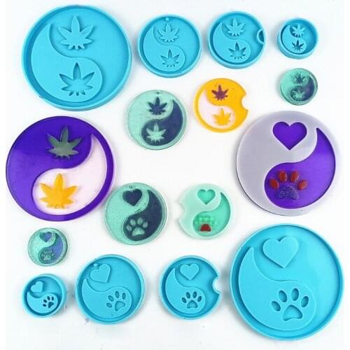 4 Pcs Leaves/Dog Paw Coaster Epoxy Resin Mold Cup Mat Silicone Mould DIY Crafts Home Decorations Casting Tool T21F