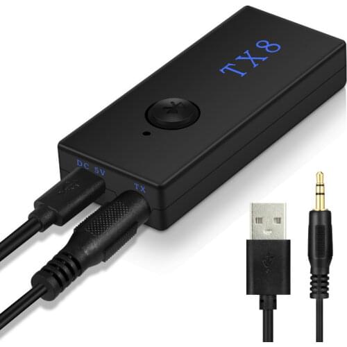 Hot Sale Bluetooth Transmitter Receiver Adapter TX8 3.5mm Wireless Audio Adapter TV Transmitter