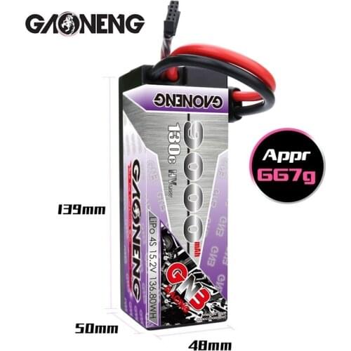 GNB GAONENG 9000mAh 4S 15.2V 130C MAX 260C Hardcase LiPo LiHV Battery XT90 Connector for 1:8 1/8 RC Car Four Drive Off-Road Boat