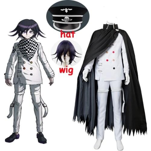 NEW 2020 6PCS Anime Danganronpa V3 Ouma kokichi Cosplay Costume Japanese Game School Uniform Suit Outfit Suit hat and wig