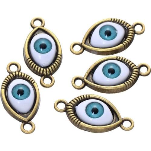Free Shipping Evil Eye Connector Turkey blue eyes beads Diy alloy jewelry accessories Vintage 100pcs/Lot