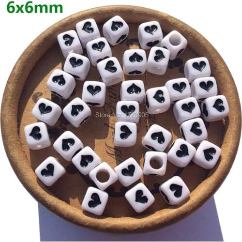 Letter Beads for Jewelry making Heart Beads 6mm 100pcs Acrylic Square Beads Spacer Beads big Hole Beads for Kids