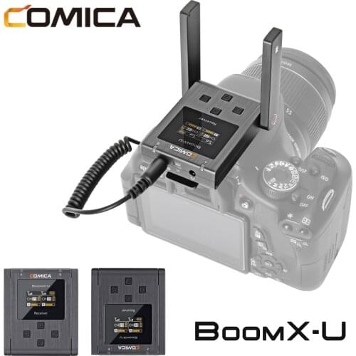 Comica BoomX-U Mini UHF Wireless Microphone Broadcast 120m Transmission Interview Video Microphone mic for DSLR Phones