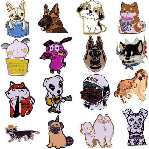 Cute Dog series Enamel Pin Sammy cowerdly courage Pet Brooch Doggie Lovers Gift