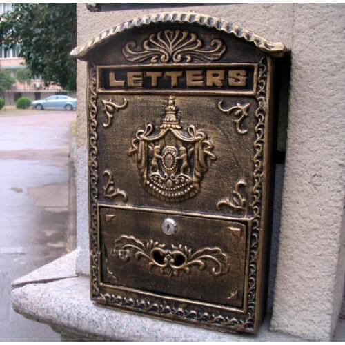 European Bronze cast iron mailbox Fashion Vintage Bucket tin Newspaper box Post Letter Box aluminium Garden Decorative mailbox