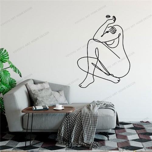 Naked Line Draw Art Wall Sticker For Home Decor Living Room Fashion Wall Decals Valentines Removable Murals Wallpoof CX1517