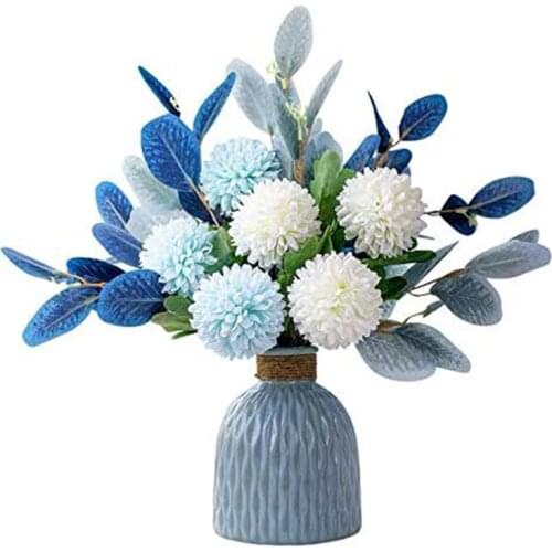 Artificial Flower and Vase Fake Hydrangea Flower Arrangement, Used for Home Office Party Wedding Table Dining Decoration
