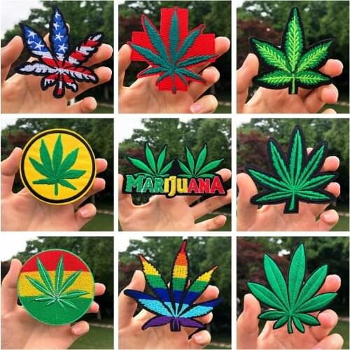 Maple Leaf Embroidered Patches For Clothing DIY Iron On Patches On Clothes Summer T-shirt Applique Badge Stripes Accessories