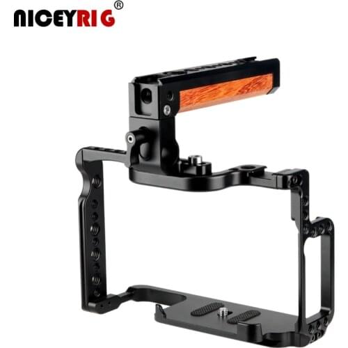 NICEYRIG Camera Cage for Canon EOS 5D Mark II III IV DSLR Camera Cage for Canon 5Ds 5D Mark IV III II Wooden Top Handle Rig