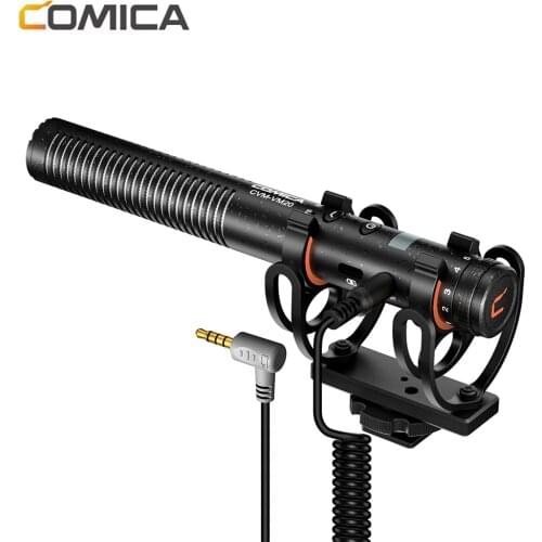 Comica CVM-VM20 Super Cardioid Condenser Shotgun Microphone OLED Multi-Functional Mic for Video Vlog Camera Smartphone