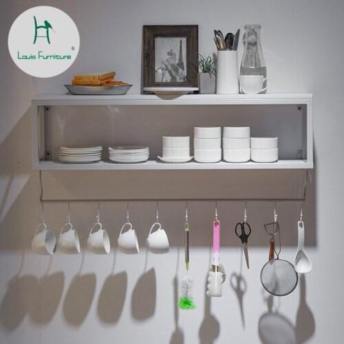 Louis Fashion Sideboards Iron Solid Wood Kitchen Wall Hanging Toilet Storage Living Room Wine Rack Cup Shelf