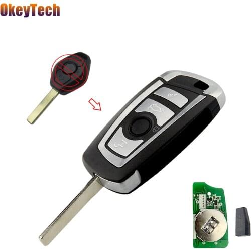 OkeyTech for BMW EWS 325 330 530 E38 E39 E46 M5 X3 X5 Modified Flip Fold 4 Button 315/433MHZ Remote Key HU92 ID44 PCF7935 Chip