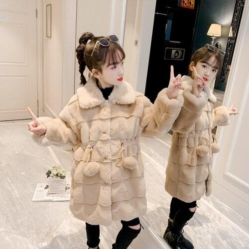 Chic Baby Girls Clothes Faux fur Outerwear Teens Girls Autumn Winter Plus Cotton Trench Warm Soft Fur Coats Child Girls Jackets