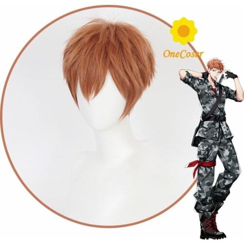 Division Rap Battle Hypnosis MIC DRB Busujima Mason Rio Cosplay Short Brown Wig Heat-resistant Fiber Hair + Wig Cap Party Men