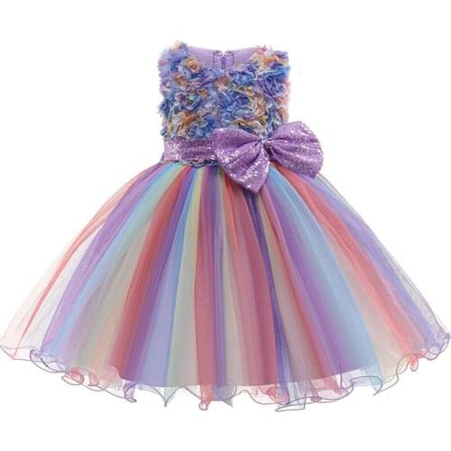 Princess Flower Girl Dress Summer Tutu Wedding Birthday Party Kids Dress For Bridesmaid Childrens Costume Teenager Prom Designs