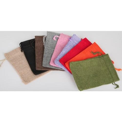 Cotton Linen Gift Bags 10x14cm Jewelry Packaging Drawstring Pouch&Bag Favor Holder Wedding Birthday Party Candy Necklace 9Colors