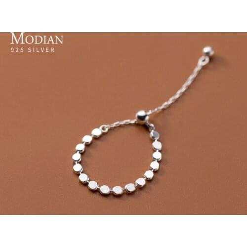 Modian Simple Free Size Chain Cute Ring 100% 925 Sterling Silver Elegant Fashion Finger Rings For Women Girls Jewelry Gifts