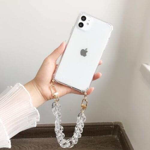 Clear Chain Bracelet Wrist Strap Transparent Phone Case For Huawei P Smart 2021 P Smart Z Y7A Psmart 2019 2020 Soft Back Cover