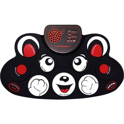 Roll-Up Drum with Speaker and Built in Rechargeable Battery Drum Practice Kit Children Gift Drum Pad Bear Shape Design, WG602