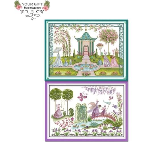 Your Gift K822K823 Counted and Stamped Home Decor Backyard Garden Catching Butterfly Needlework Cross Stitch kits