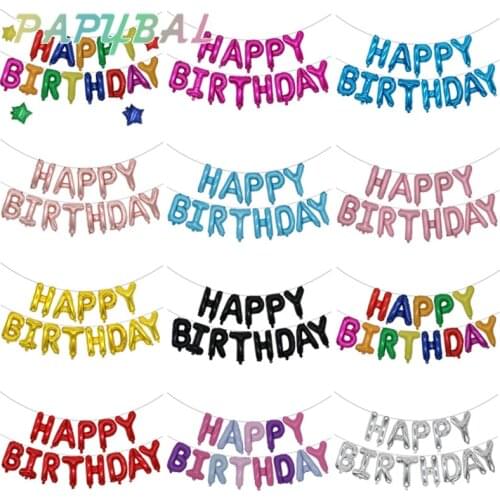13Pcs Happy Birthday Balloons Foil Letter Balloon Birthday Party Decorations Kids Adult Birthday Balloons Alphabet Balloons set