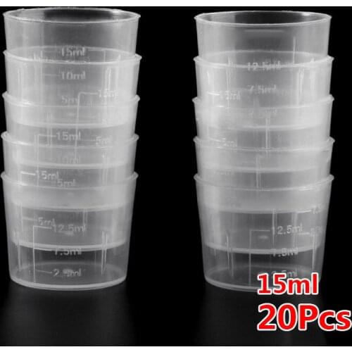 20pcs 15/30/50ml Measure Cups Transparent Plastics Dual Scales Cup Container Kitchen Spice Measuring Bottle Cooking Tools
