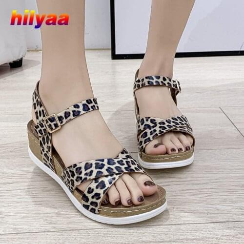 2020 Platform Sandals For Women Chunky Shoes Summer Outdoor Beach Leopard Print Sandalias Mujer Casual Wedge Heel Woman Sandals