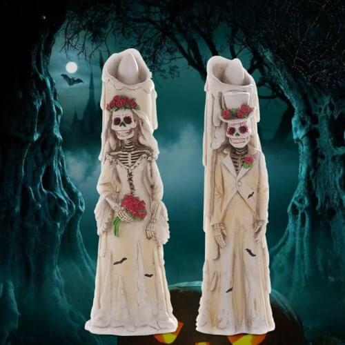 2021 Skull Candle Led Light Spooky Skeleton Bride and Groom Wedding Couple Statue for Halloween Party Decora Xmas Decor