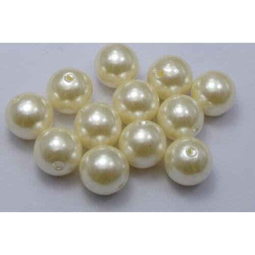 25 Pcs 16mm Plastic Faux Pearl Round Beads Ivory Imitation Pearl