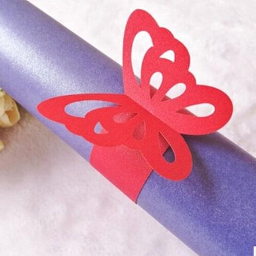 50 PCs/ Lot Pearlescent Paper Butterfly Napkin Rings Weddings Party Serviette Table Favor Wedding Decoration Bachelorette Party